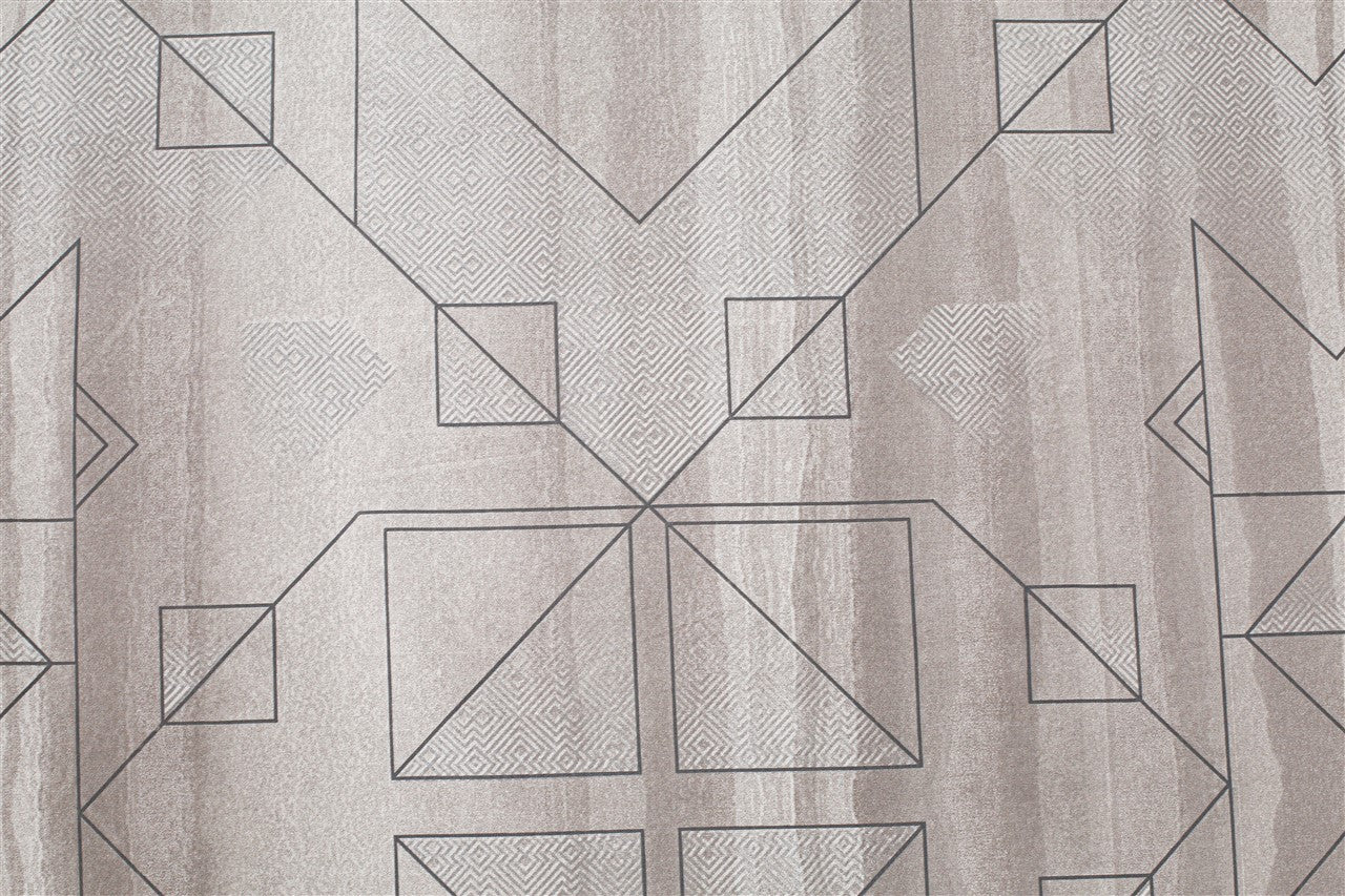 Urban Geometry Double King Bedsheet with 2 Pillow Covers 200TC - Soft Grey (90x108 inches)