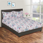 Lilac Breeze Floral King Fitted Bedsheet with 2 Pillow Covers 200TC - Soft Pastel Elegance (72x78x10 inches)