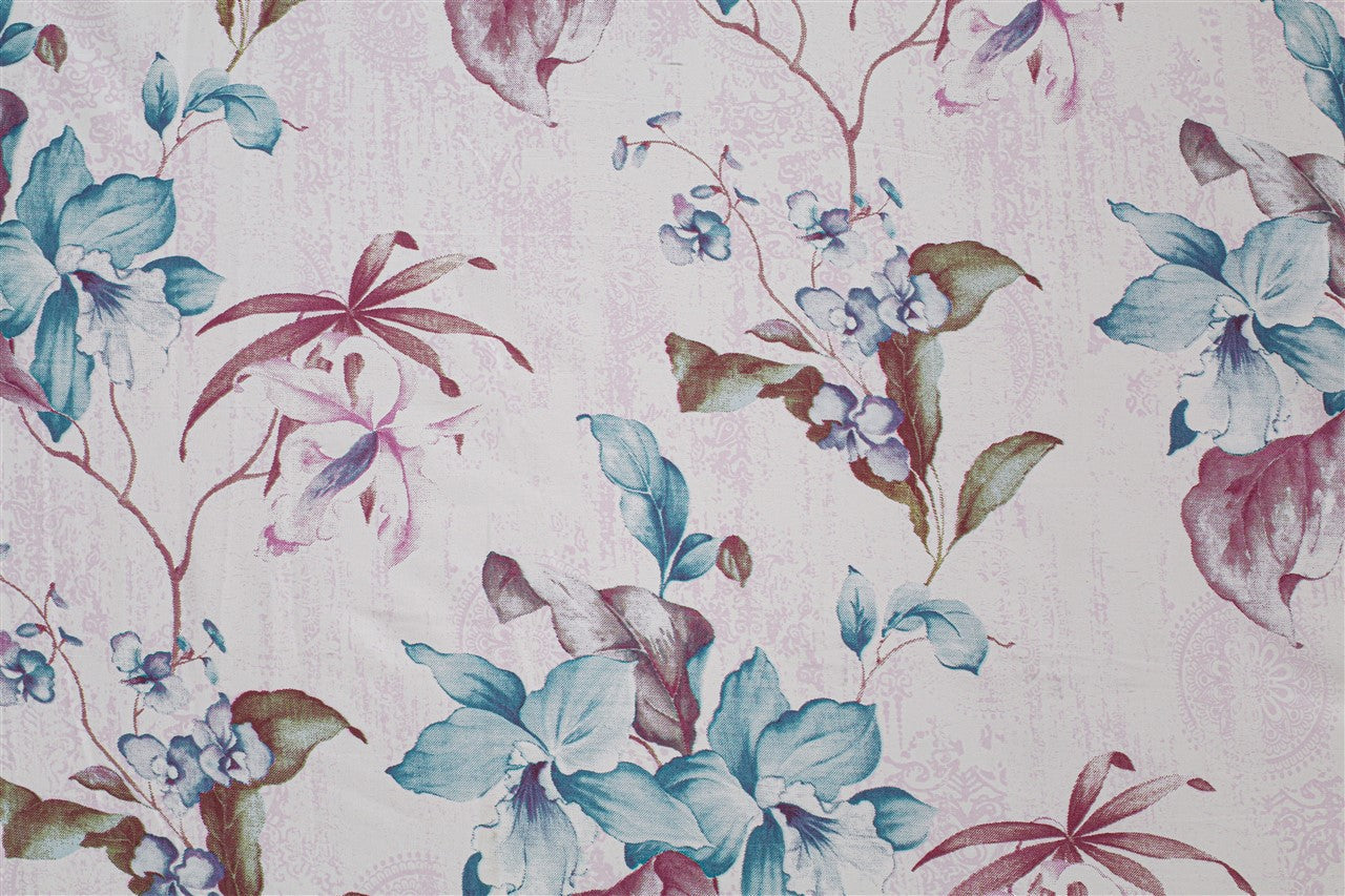 Lilac Breeze Floral King Fitted Bedsheet with 2 Pillow Covers 200TC - Soft Pastel Elegance (72x78x10 inches)