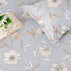 Soft Blue Floral Super King Bedsheet with 2 Pillow Covers 200TC - Elegant Pastel Design (108x108 inches)