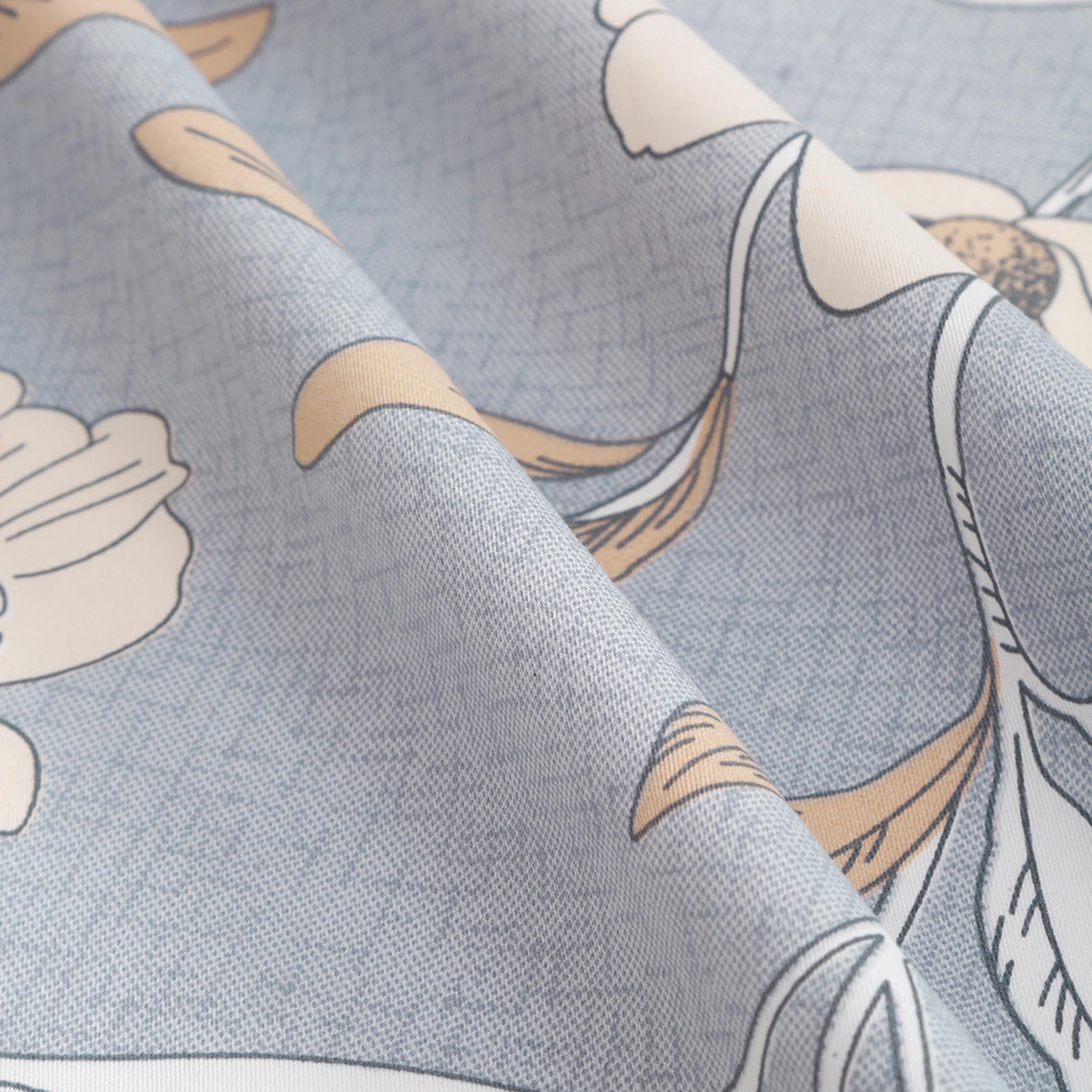 Soft Blue Floral Super King Bedsheet with 2 Pillow Covers 200TC - Elegant Pastel Design (108x108 inches)