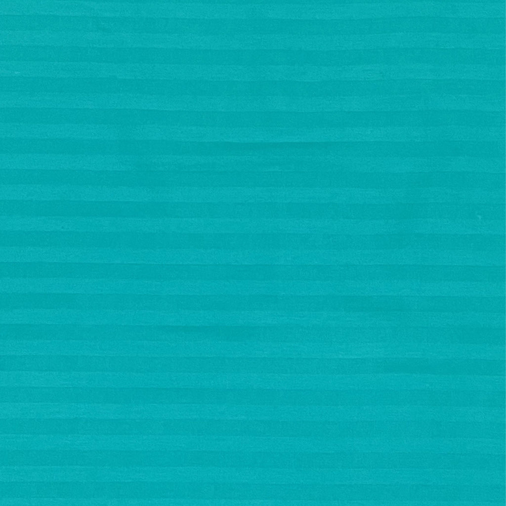 Teal Pinstripe Pure Cotton 300 TC Double King Bedsheet with 2 Pillow Covers (90x108 Inches)