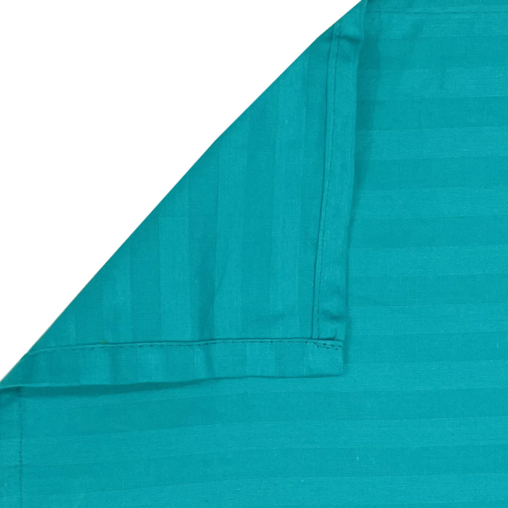 Teal Pinstripe Pure Cotton 300 TC Double King Bedsheet with 2 Pillow Covers (90x108 Inches)