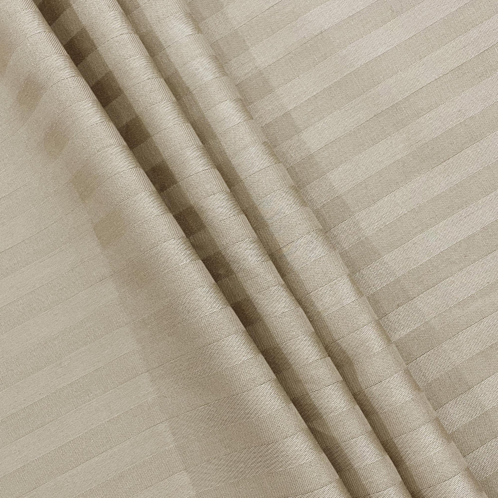 Beige Pinstripe Pure Cotton 300 TC Double King Bedsheet with 2 Pillow Covers (90x108 Inches)