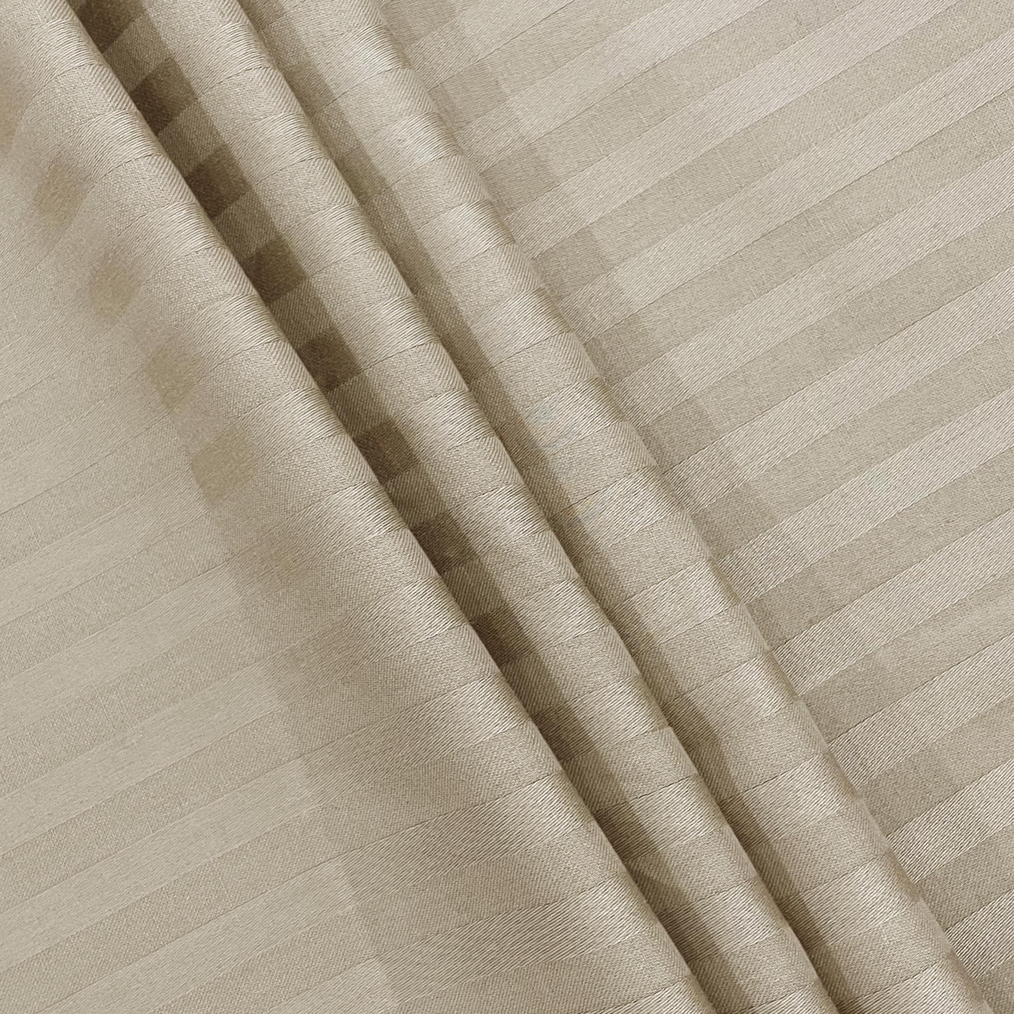 Beige Pinstripe Pure Cotton 300 TC Double King Bedsheet with 2 Pillow Covers (90x108 Inches)
