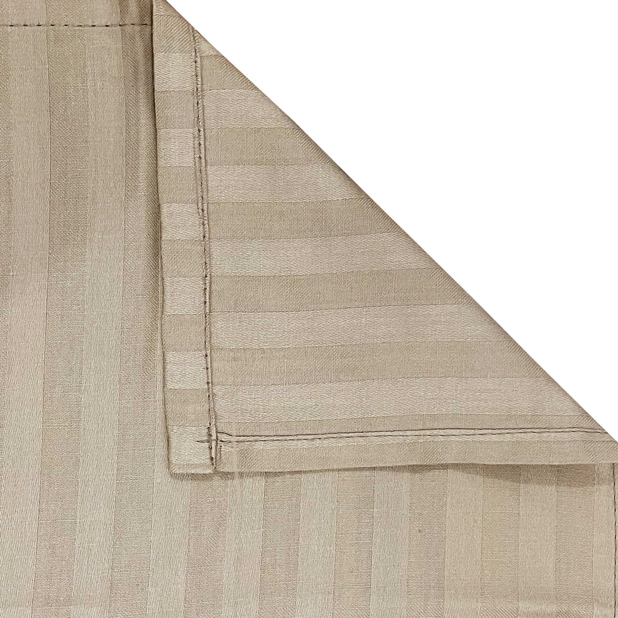 Beige Pinstripe Pure Cotton 300 TC Double King Bedsheet with 2 Pillow Covers (90x108 Inches)