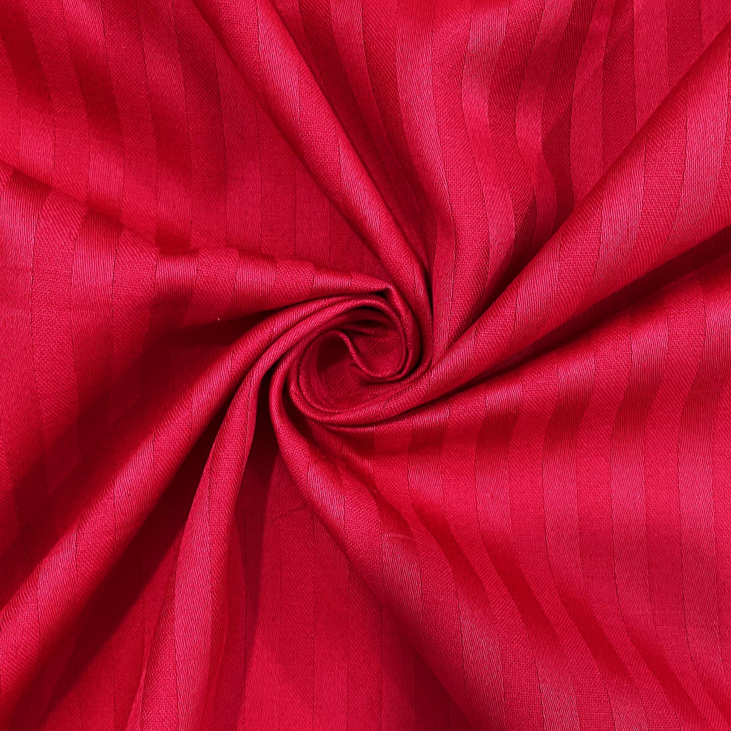 Crimson Red Pinstripe Pure Cotton 300 TC Double King Bedsheet with 2 Pillow Covers (90x108 Inches)