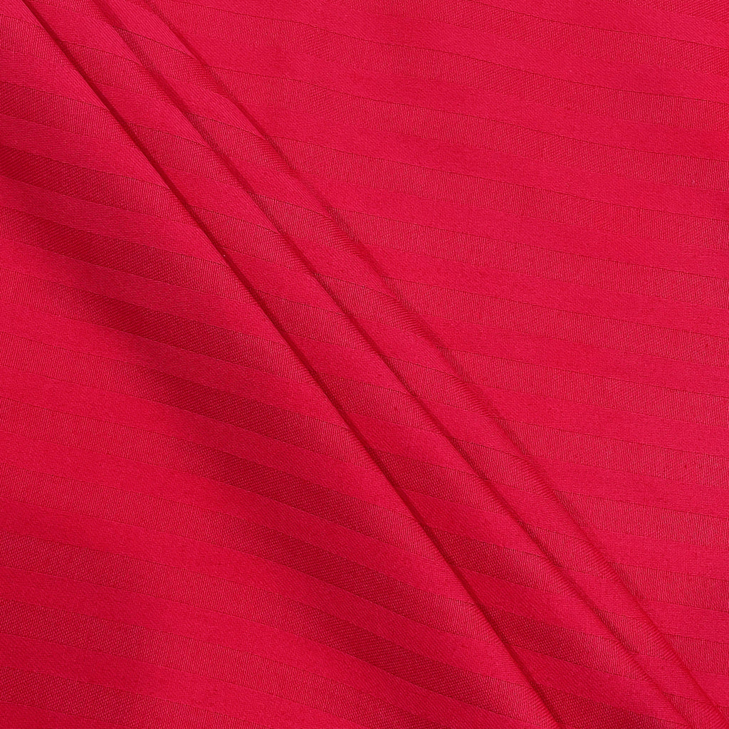 Crimson Red Pinstripe Pure Cotton 300 TC Double King Bedsheet with 2 Pillow Covers (90x108 Inches)