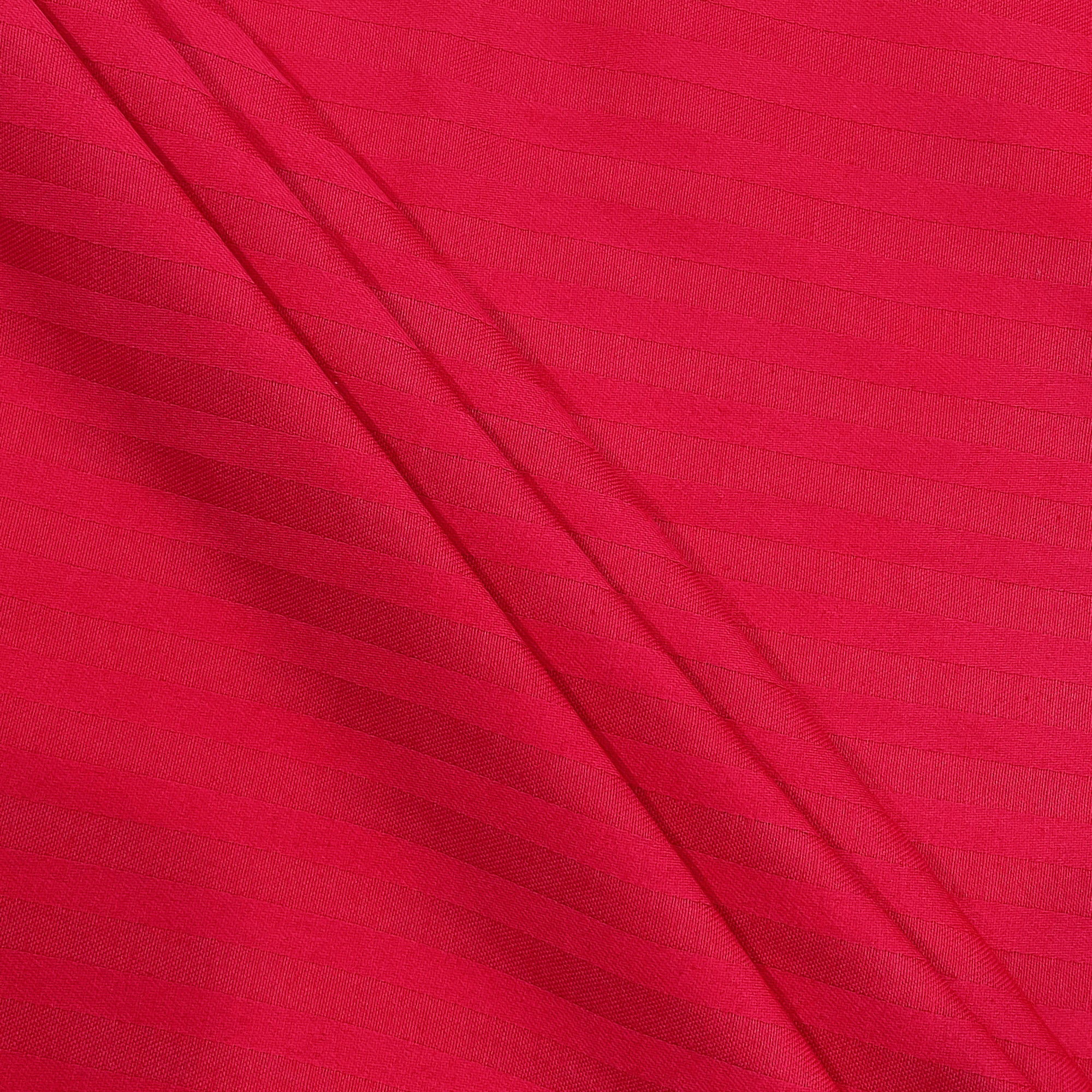 Crimson Red Pinstripe Pure Cotton 300 TC Double King Bedsheet with 2 Pillow Covers (90x108 Inches)