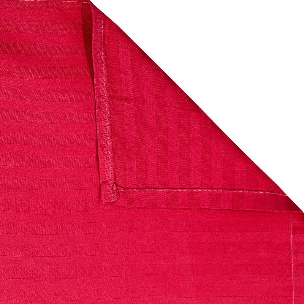 Crimson Red Pinstripe Pure Cotton 300 TC Double King Bedsheet with 2 Pillow Covers (90x108 Inches)