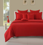 Crimson Red Pinstripe Pure Cotton 300 TC Double King Bedsheet with 2 Pillow Covers (90x108 Inches)