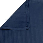 Navy Blue Pinstripe Pure Cotton 300 TC Double King Bedsheet with 2 Pillow Covers (90x108 Inches)