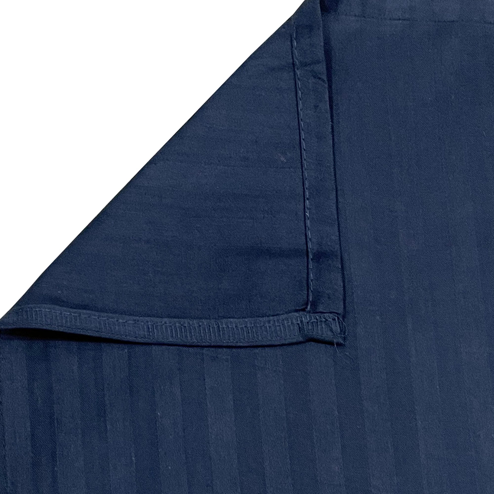 Navy Blue Pinstripe Pure Cotton 300 TC Double King Bedsheet with 2 Pillow Covers (90x108 Inches)