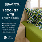 Symmetry in Spring - 200TC Vibrant Green Cotton Single Bedsheet (60x90 Inches)