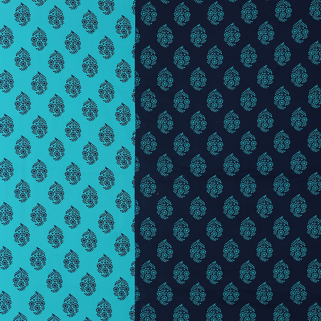 Indigo Oasis - Traditional Buti 200TC Cotton Double King (90x108 Inches)