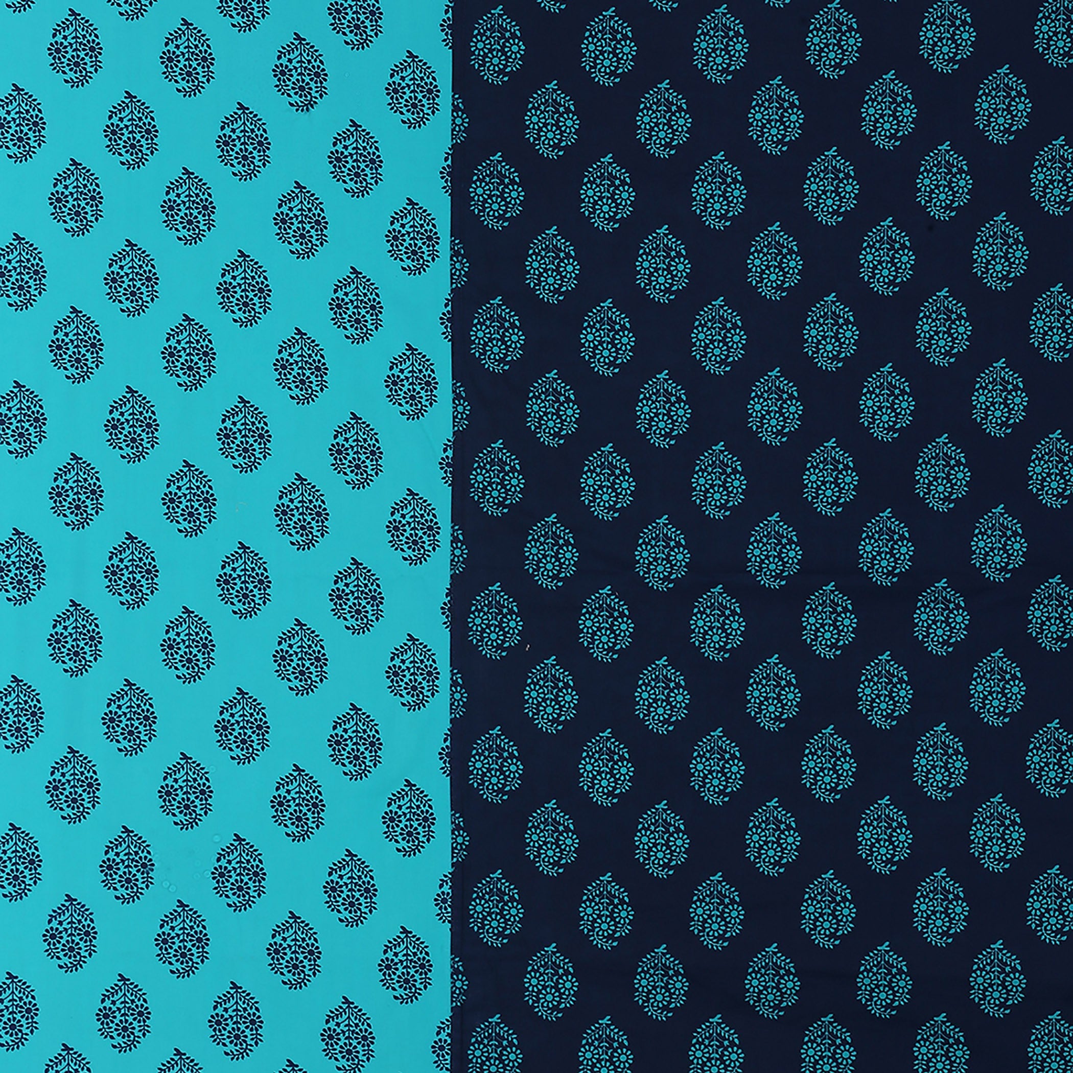 Indigo Oasis - Traditional Buti 200TC Cotton Double King (90x108 Inches)