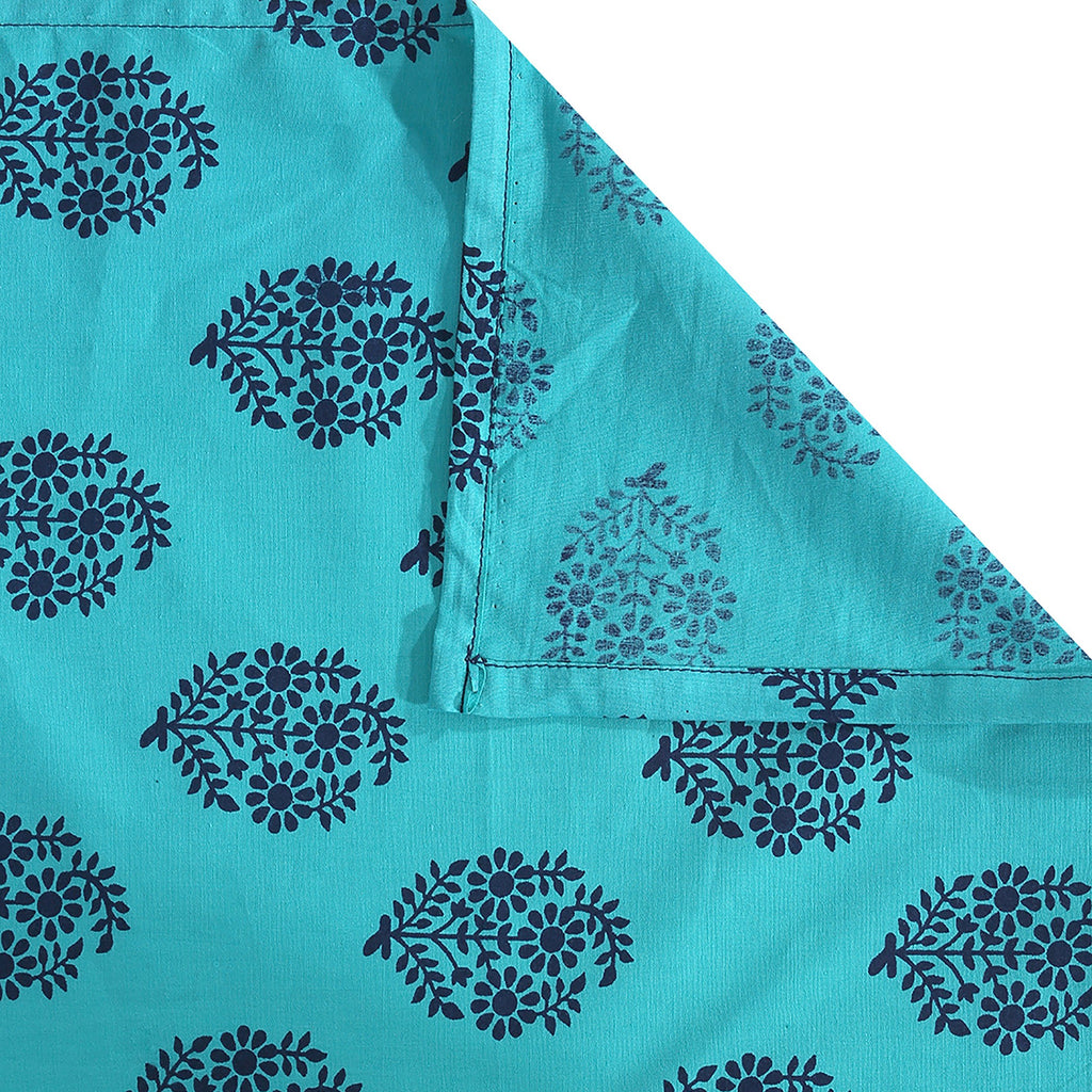Indigo Oasis - Traditional Buti 200TC Cotton Double King (90x108 Inches)