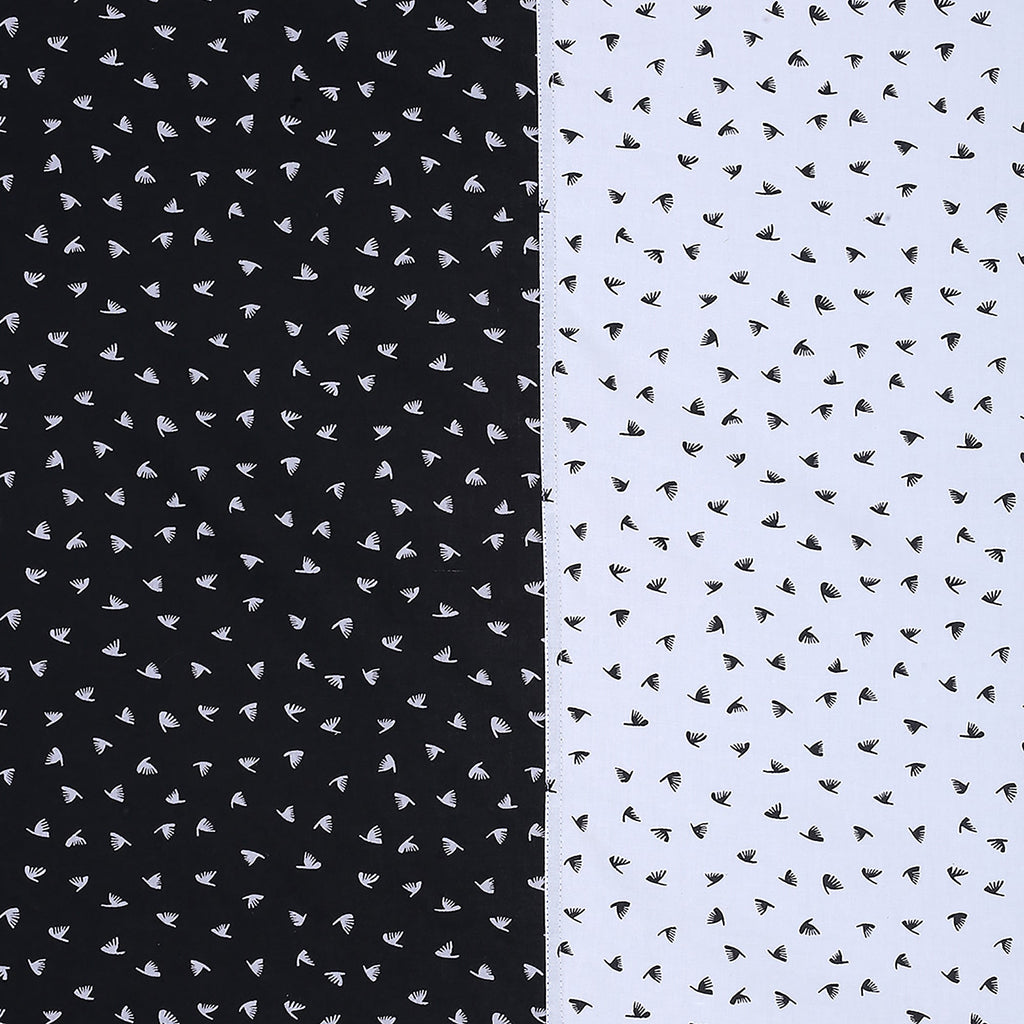 Black & White Micro Print Pure Cotton 200 TC Double King Bedsheet with 2 Pillow Covers (90x100 Inches)