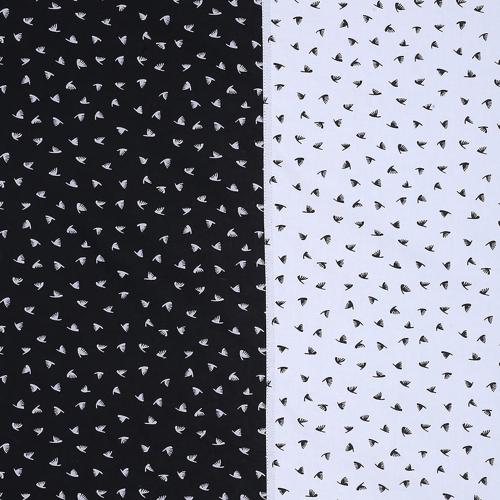 Black & White Micro Print Pure Cotton 200 TC Double King Bedsheet with 2 Pillow Covers (90x108 Inches)