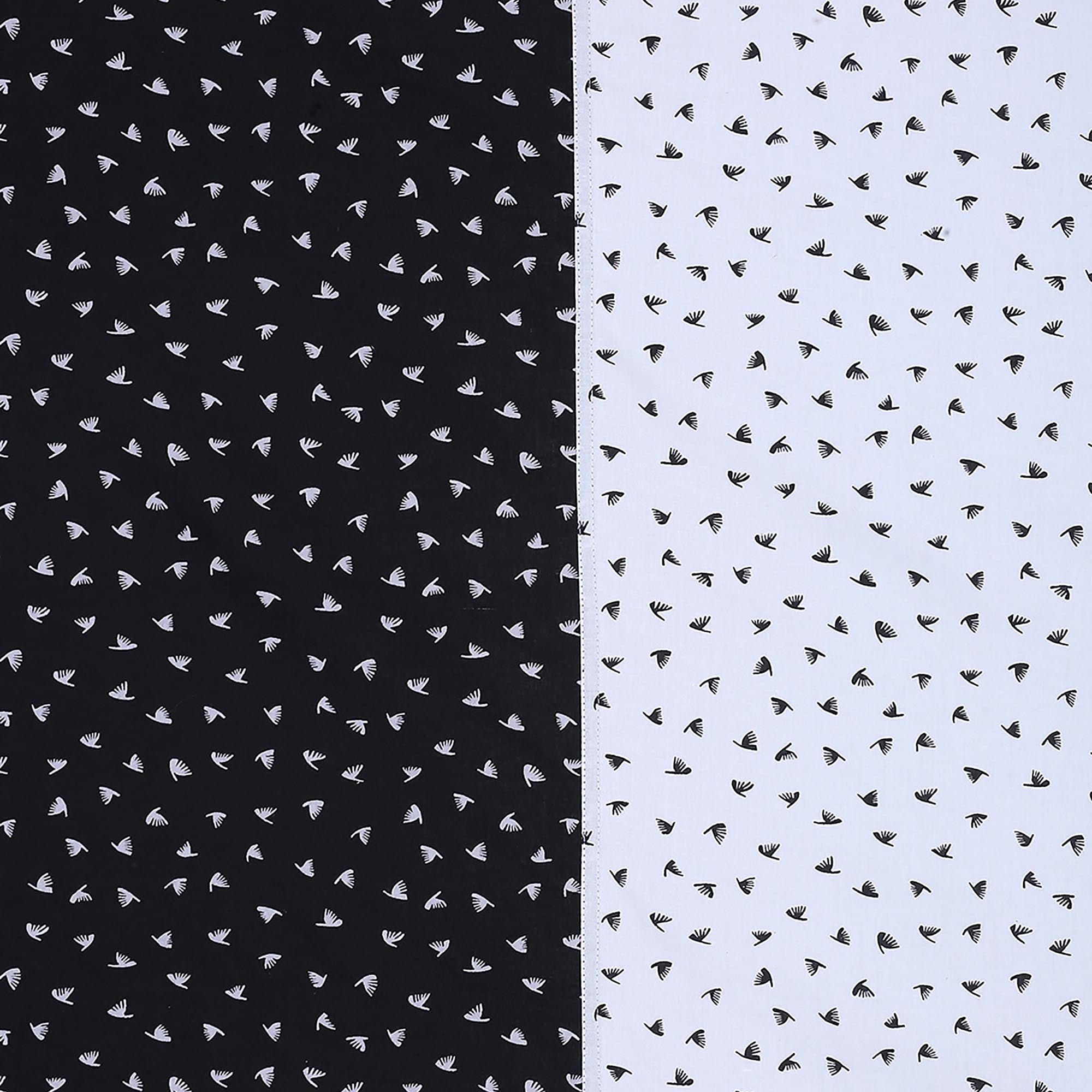 Black & White Micro Print Pure Cotton 200 TC Double King Bedsheet with 2 Pillow Covers (90x108 Inches)