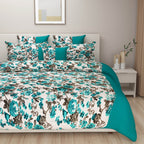 Teal Bloom - Floral 200TC Cotton multi colour Double King (90x108 Inches)