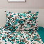 Teal Bloom - Floral 200TC Cotton multi colour Double King (90x108 Inches)