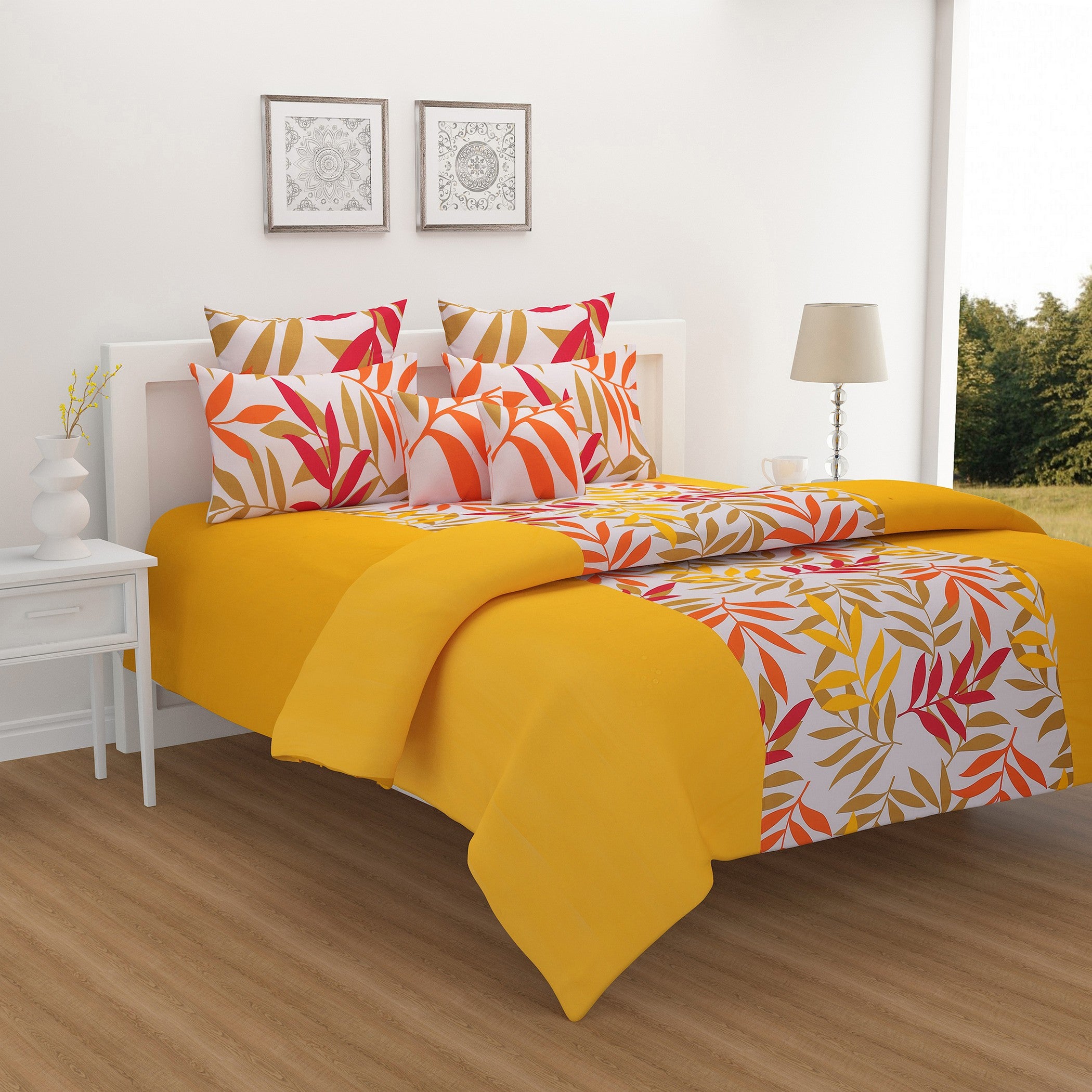 Shades of Autumn - Abstract Floral 200TC Cotton Double King (90x108 Inches)