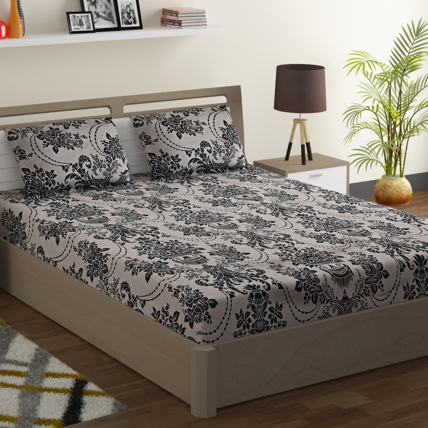 Baroque Elegance - Timeless 144TC Roto Cotton Ethnic Motif Double Queen (90x100 Inches)