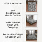 Baroque Elegance - Timeless 144TC Roto Cotton Ethnic Motif Single Fitted Bedsheet (36 x 78 x 10 Inches)