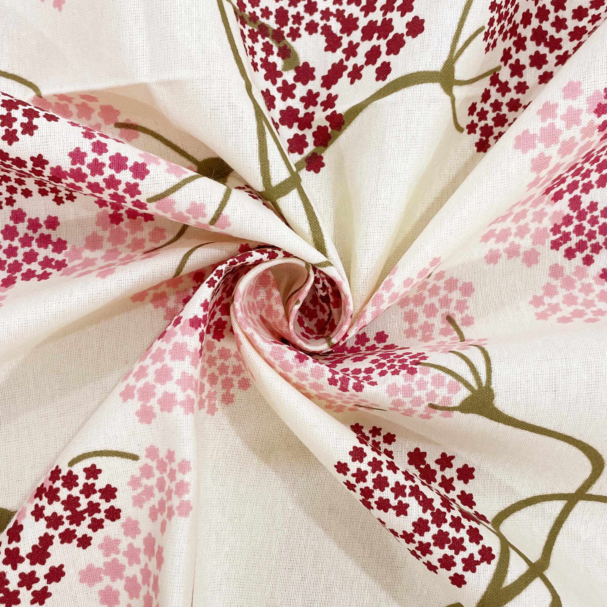 Cream & Pink Floral Print Pure Cotton 144 TC Double King Bedsheet with 2 Pillow Covers (90x108 Inches)