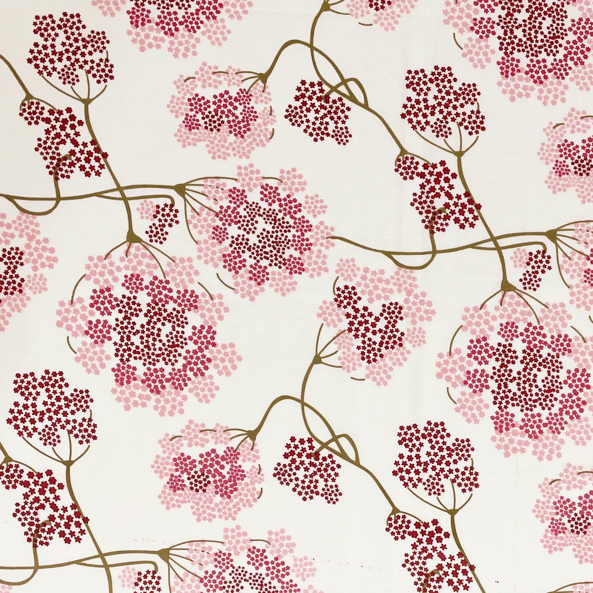 Cream & Pink Floral Print Pure Cotton 144 TC Double Queen Bedsheet with 2 Pillow Covers (90x100 Inches)