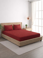 Solid Maroon Thermal Double King Bedsheet with 2 Matching Pillow Cover (90x108 inches)