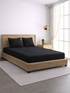 Solid Black Thermal Double King Bedsheet with 2 Matching Pillow Cover (90x108 inches)