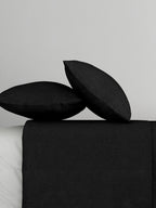 Solid Black Thermal Double King Bedsheet with 2 Matching Pillow Cover (90x108 inches)