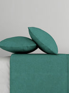 Solid Teal Thermal Fleece Double King Bedsheet with 2 Matching Pillow Cover (90x108 inches)