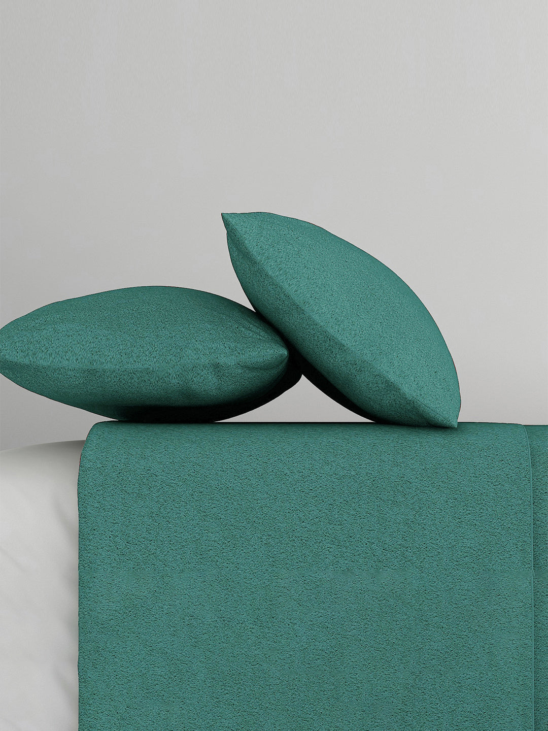 Solid Teal Thermal Fleece Double King Bedsheet with 2 Matching Pillow Cover (90x108 inches)