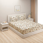 Elegant Meadow Bloom Double Queen Bedsheet - Soft Beige Base with Delicate Floral Vines (90x100 inches)