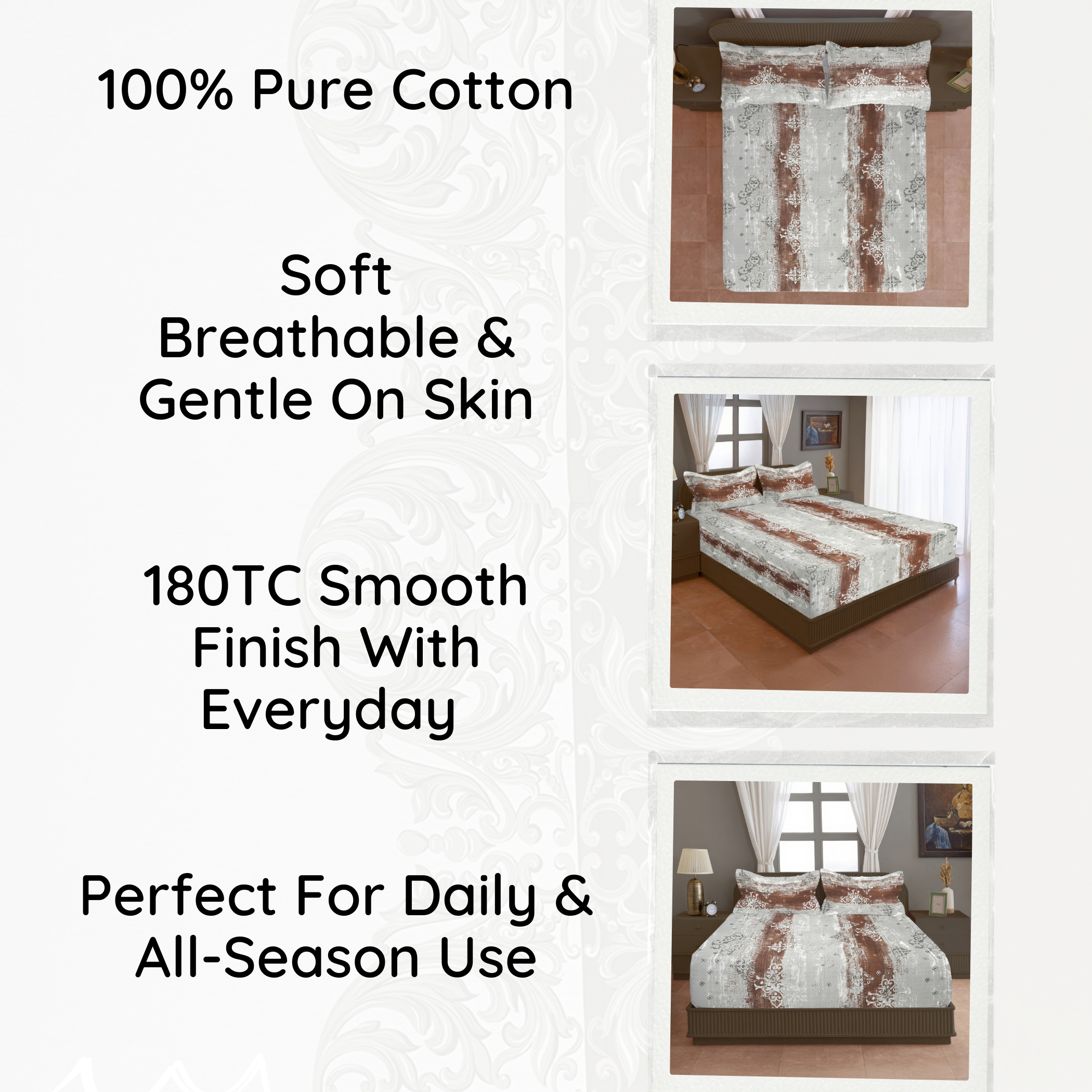 Terra Texture - Rustic Earthen 160TC Cotton Double Queen (90x100 Inches)