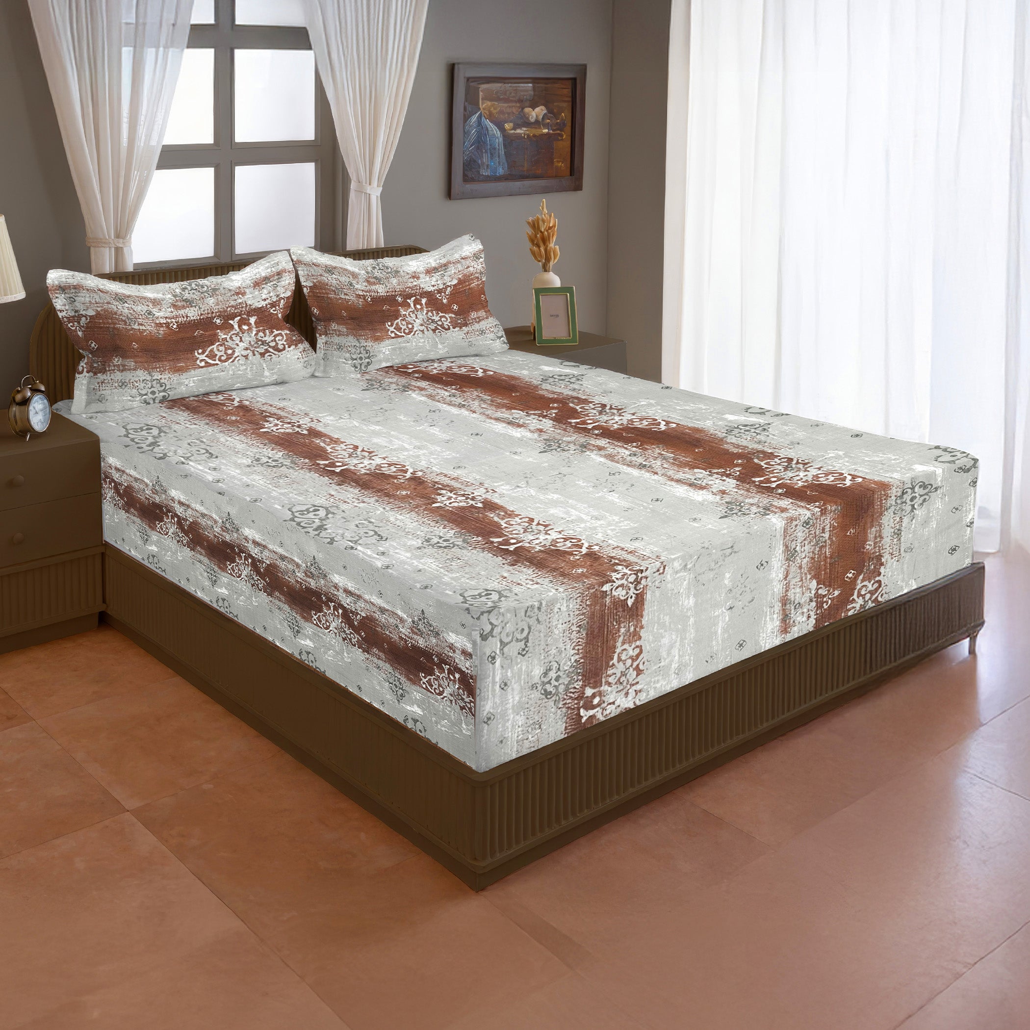 Terra Texture - Rustic Earthen 160TC Cotton Double Queen (90x100 Inches)