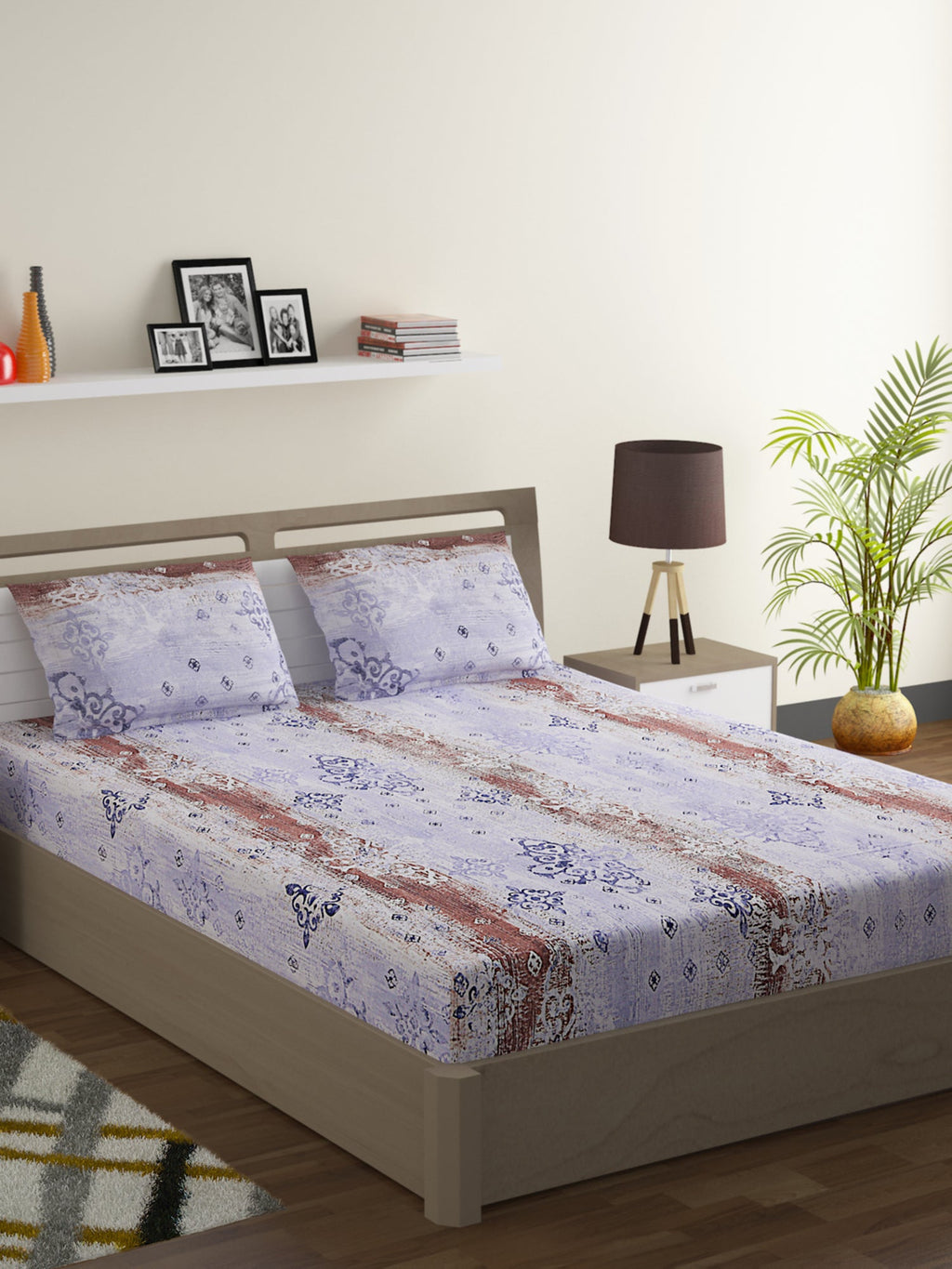 Midnight Texture - Egyptian Blue 160TC Cotton Double Queen (90x100 Inches)