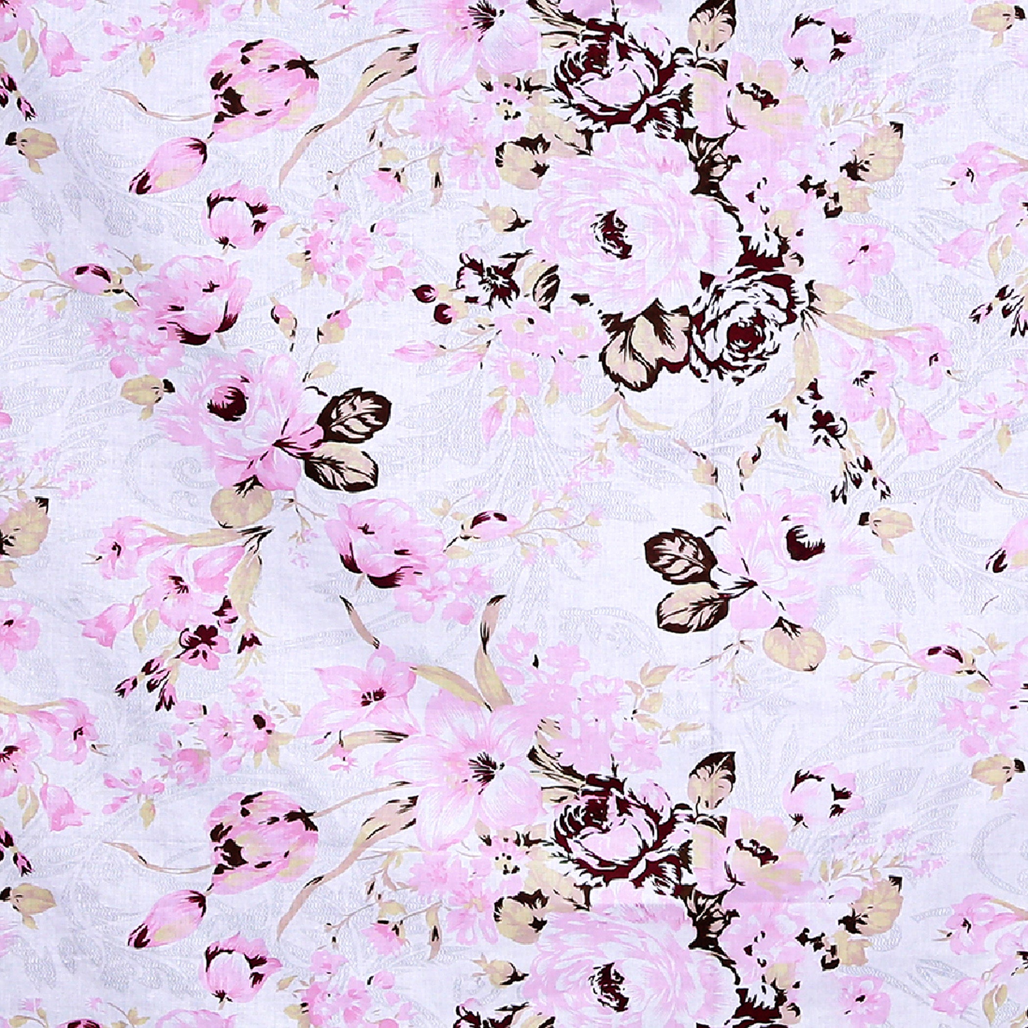 Soft Pink Watercolour Floral Print Pure Cotton 160 TC Double Queen Bedsheet with 2 Pillow Covers (90*100 Inches)