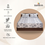 Black & White Abstract Spiral Print Pure Cotton 160 TC Double Queen Bedsheet with 2 Pillow Covers (90*100 Inches)