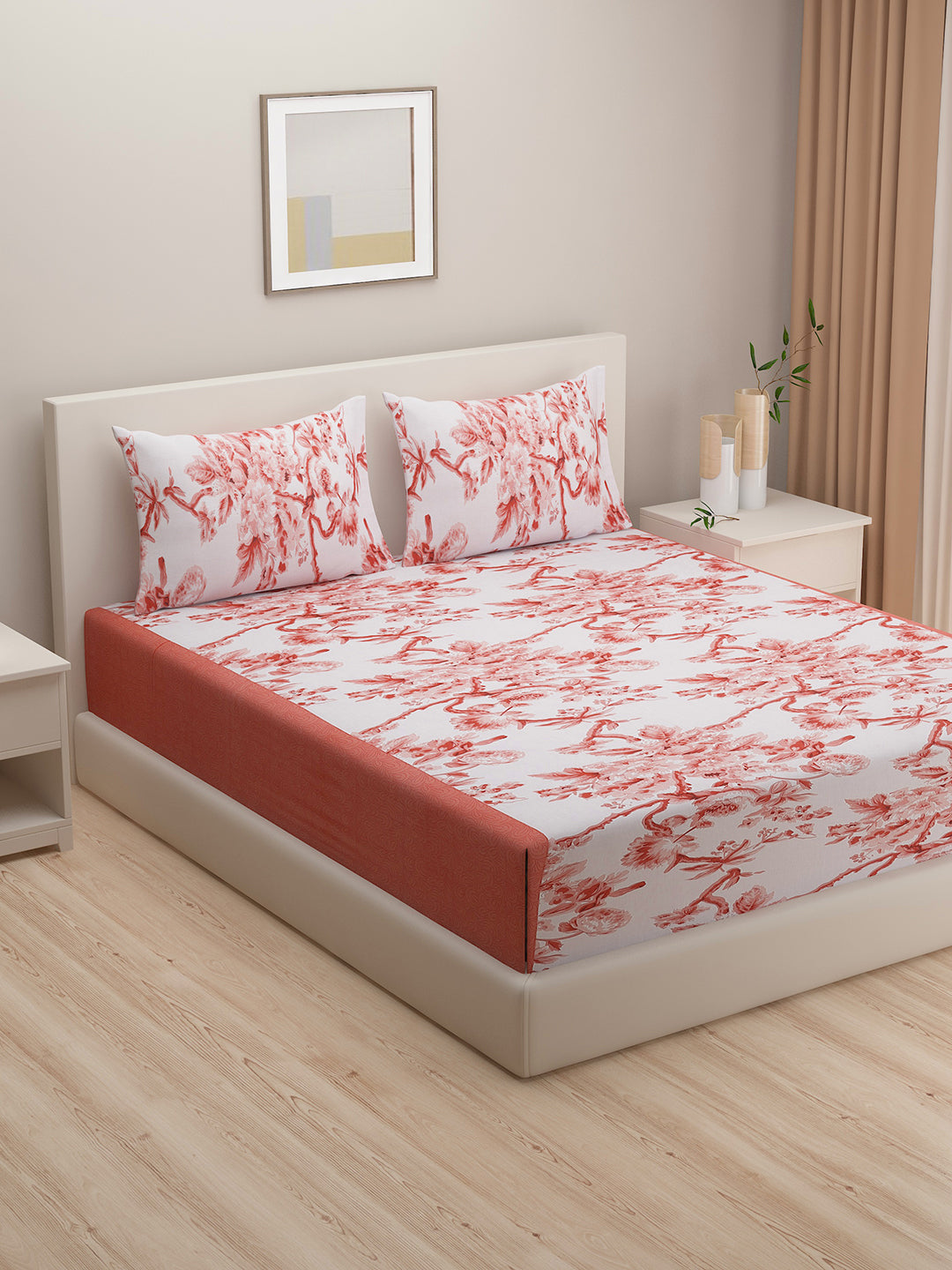 Coral Garden - 160TC Pure Cotton Double Queen (90x100 Inches)