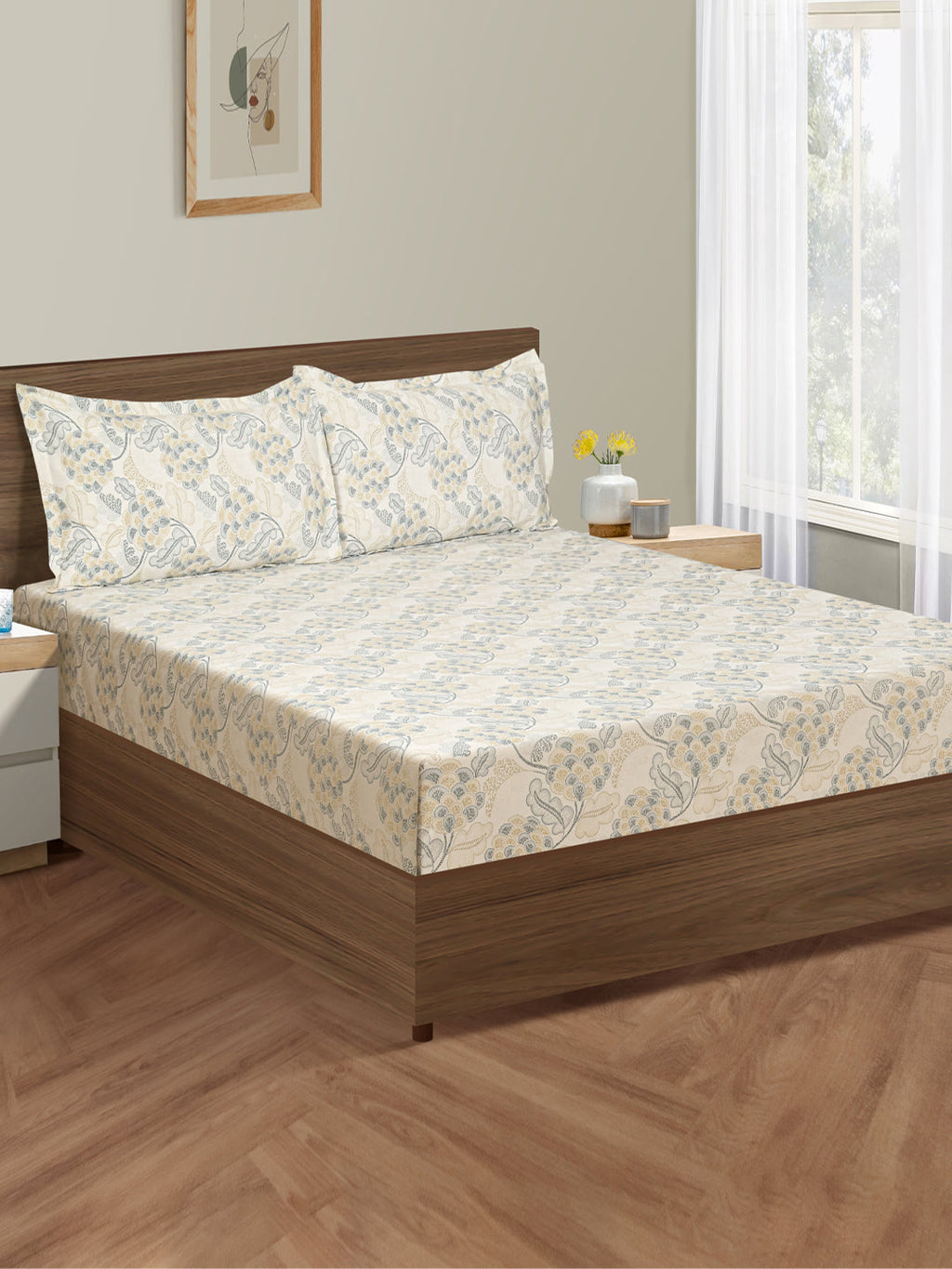 Grey Embrace - 160TC Pure Cotton Double Queen (90x100 Inches)