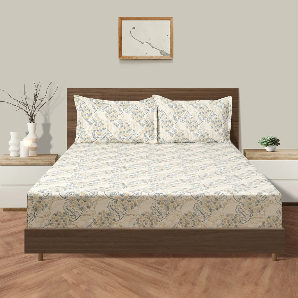 Grey Embrace - 160TC Pure Cotton Single Bedsheet (60x90 Inches)