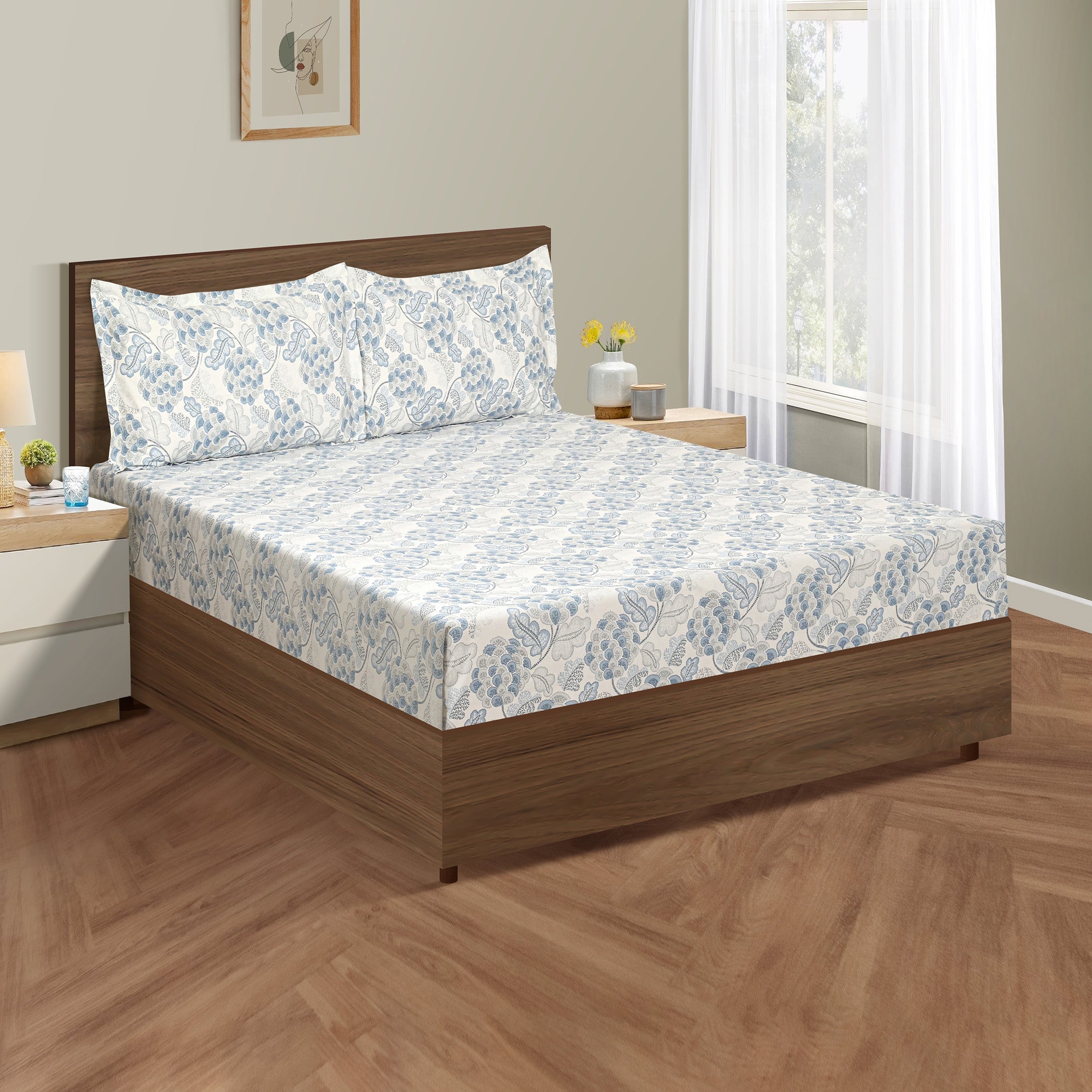 Blue Embrace - 160TC Pure Cotton Double Queen (90x100 Inches)