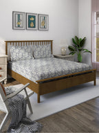 Grey Serenity - Leafy 160TC Pure Cotton Double Queen (90x100 Inches)