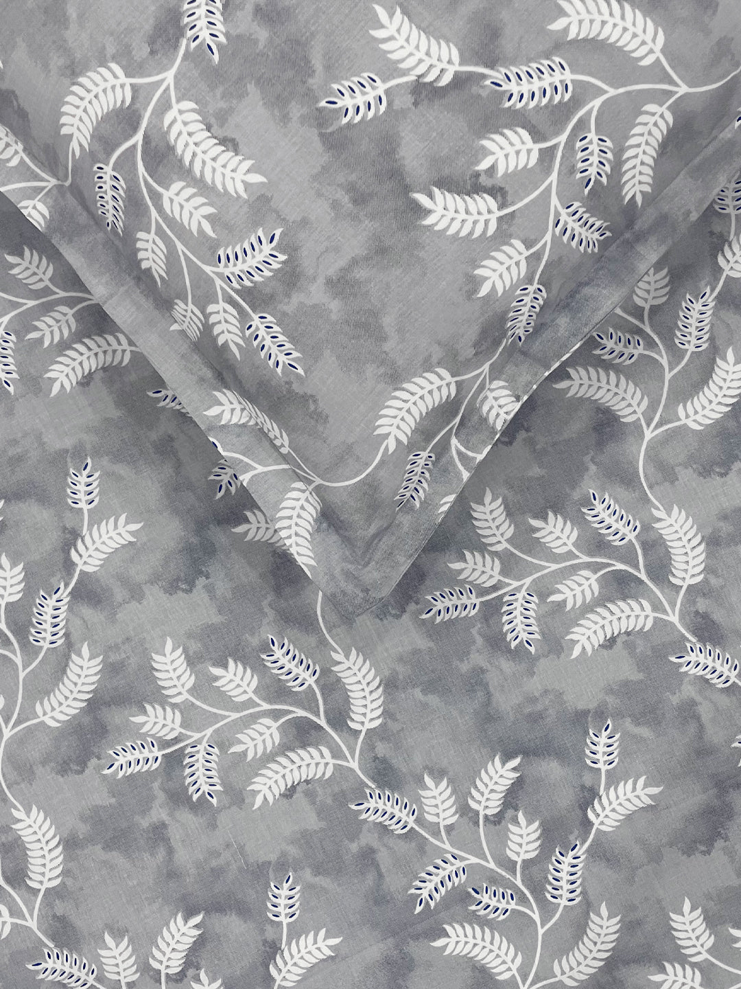 Grey Serenity - Leafy 160TC Pure Cotton Double Queen (90x100 Inches)