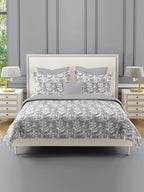 Grey Serenity - Leafy 160TC Pure Cotton Double Queen (90x100 Inches)
