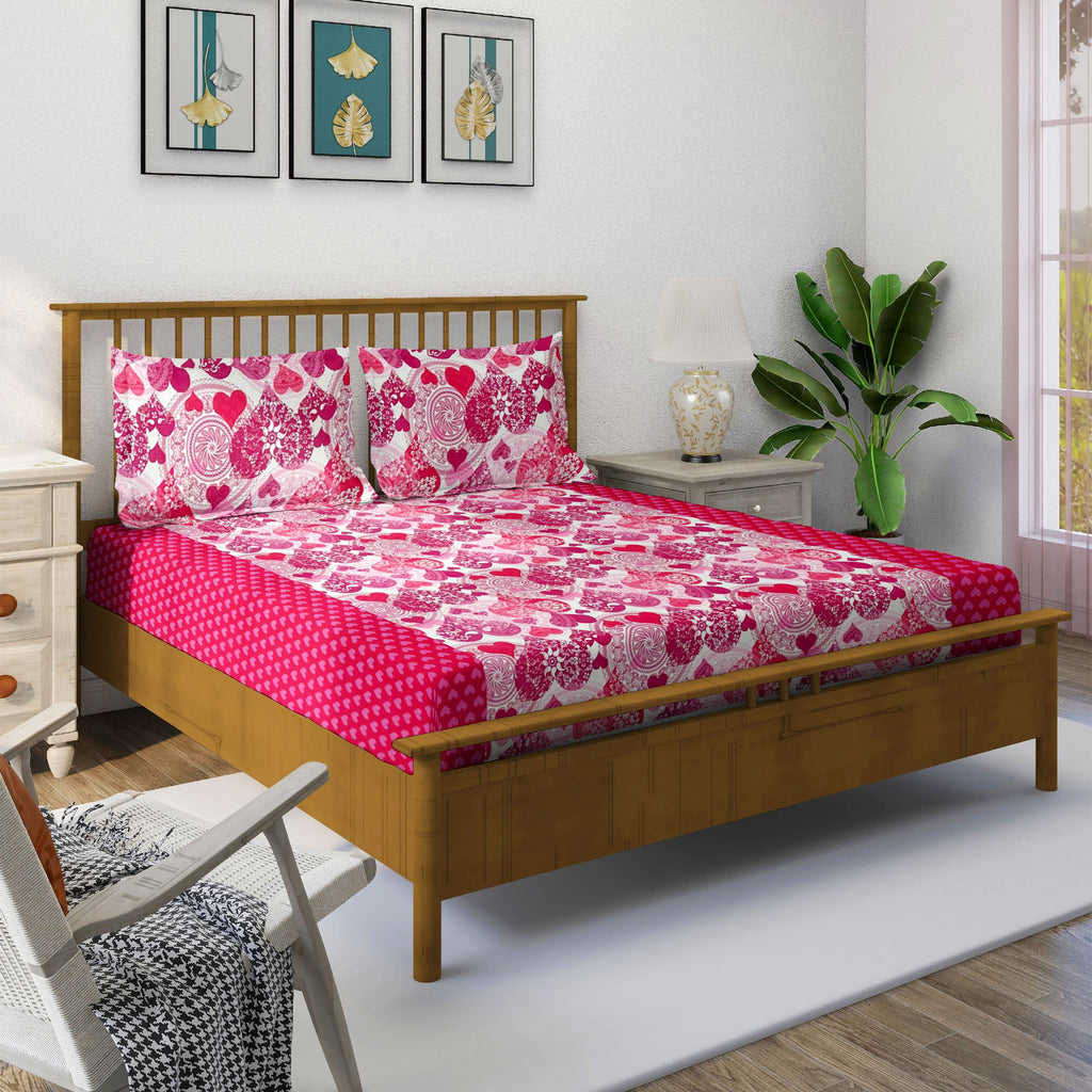 Blushing Hearts - 160TC Pure Cotton Double Queen (90x100 Inches)